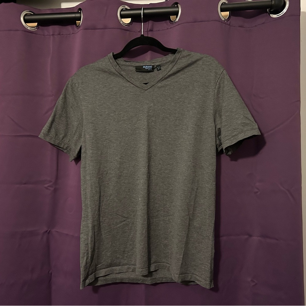 Murano Liquid Luxury Slim Fit Black and Gray V-Neck T-Shirts 100% Cotton - Picture 2 of 5
